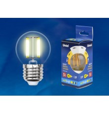 Лампа светодиодная LED-G45-5W/WW/E27/CL/MB GLM10TR LED. "шар", прозр Серия Multibright. 3000K 100-50-10 .  UL-00002370  Uniel