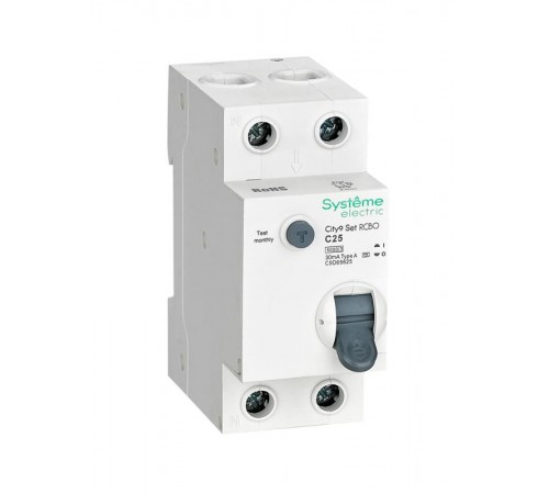 Выключатель автоматический дифференциального тока 1P+N 25A C 6kA 30мА Тип-А City9  C9D65625 Systeme Electric