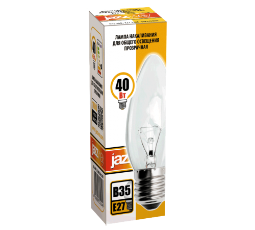 Лампа накаливания ЛОН  40Вт Е27 240В B35 clear  3320546  Jazzway