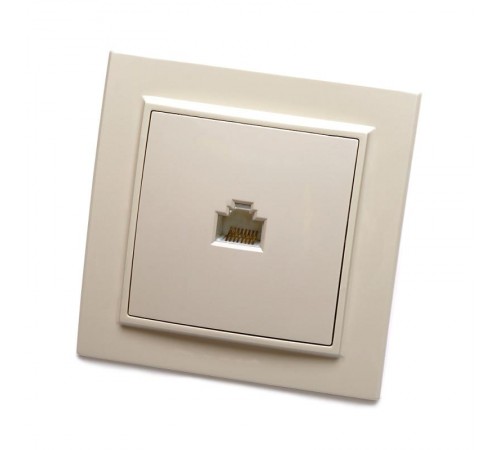 PST00-9007-02 Розетка компьютерная 1-местная RJ-45, серия Эрна, слоновая кость  39233  STEKKER