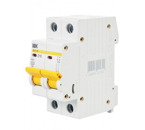 Выключатель автоматический двухполюсный ВА47-29 16А D 4,5кА KARAT  MVA20-2-016-D  IEK