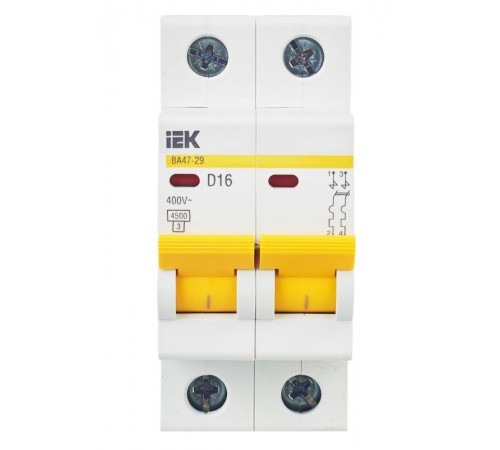 Выключатель автоматический двухполюсный ВА47-29 16А D 4,5кА KARAT  MVA20-2-016-D  IEK