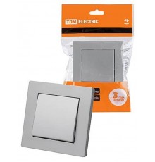 Выключатель 1 кл. 10А серебр. металлик "Сенеж"   SQ1816-0210  TDM