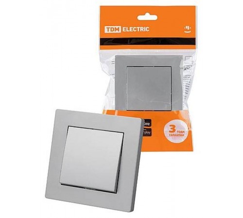 Выключатель 1 кл. 10А серебр. металлик "Сенеж"   SQ1816-0210  TDM