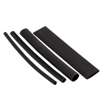 Набор ТУТк клеевые нг черные. Разного диаметра (3/1; 4.8/1.6; 6/2; 9/3; 12/4) 21шт по 100мм. EKF PROxima  tut-k-n-1-r  EKF