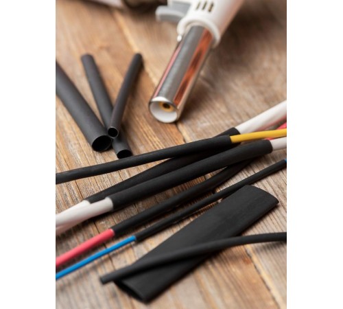 Набор ТУТк клеевые нг черные. Разного диаметра (3/1; 4.8/1.6; 6/2; 9/3; 12/4) 21шт по 100мм. EKF PROxima  tut-k-n-1-r  EKF