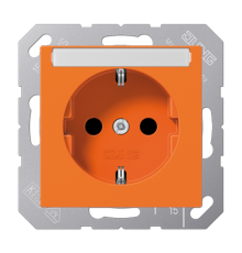 Штепсельная розетка SCHUKO 16A 250V~ с защитой от детей; с полем для надписи; термопласт; оранжевая  A1520BFKINAO  Jung