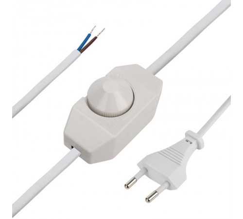 Сетевой шнур с диммером, 2х0,75 кв.мм, 2 м белый  11-1139  REXANT
