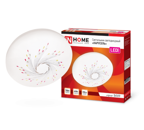 Светильник светодиодный серии DECO 36Вт 230В 6500К 2340лм 350х55мм КАРУСЕЛЬ  4690612025032  IN HOME