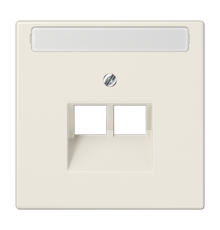 Крышка для сдвоенной телефонной и компьютерной розетки UAE с полем для надписи; слоновая кость  LS969-2NAUA  Jung