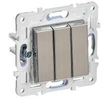 SKANDY Выключатель 3-клавишный 10А SK-V11N никель  SK-V30-0-10-K50  IEK