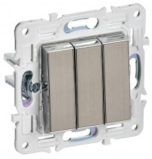 SKANDY Выключатель 3-клавишный 10А SK-V11N никель  SK-V30-0-10-K50  IEK