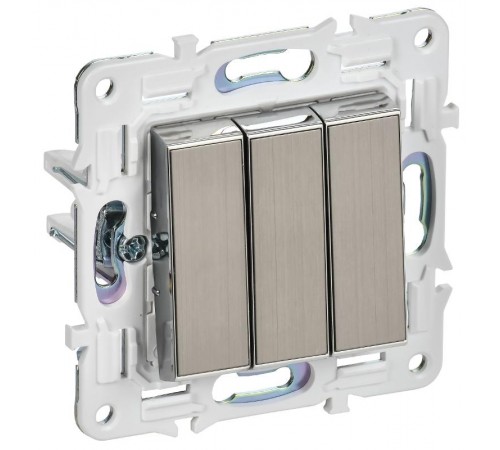 SKANDY Выключатель 3-клавишный 10А SK-V11N никель  SK-V30-0-10-K50  IEK