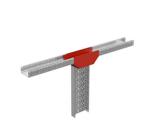 Т-ответвитель переходник 80х100-150 мм верт. c разворотом трассы на 90 град "ПЛЮС" (нчб)  TDPVplus90-80-100-150  КМ-профиль