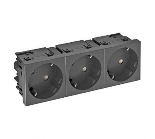 Розетка силовая 33° тройная 3х2К+З Modul45connect, со шторками, 16А 250В черная  6120511  OBO Bettermann