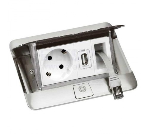 Выдвижной блок в стол, с комплектом для монтажа, 4 модуля, цвет черный, для монтажа ЭУИ  654002  Legrand