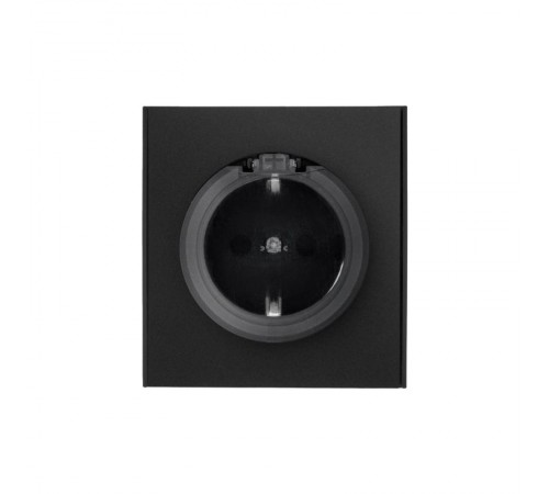 Розетка STRONG 1-ая с/з с/у, со шторками и крышкой 16А антрацит  KR-78-0702-5  Kranz