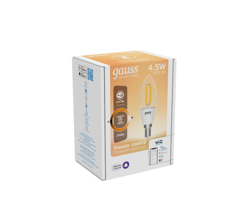 Лампа светодиодная филаментная Smart Home DIM E14 C35 4,5 Вт 1/10/40  1230112  Gauss
