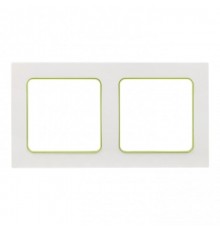Стокгольм Рамка 2-местная белая с линией цвета зеленый PROxima  EXM-G-303-20  EKF