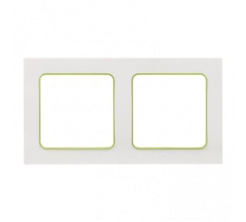 Стокгольм Рамка 2-местная белая с линией цвета зеленый PROxima  EXM-G-303-20  EKF