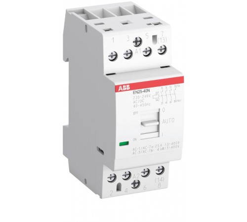 Контактор EN25-40N-06 модульный с ручным управлением (25А АС-1, 4НО), катушка 230В AC/DC  1SAE232111R0640  ABB