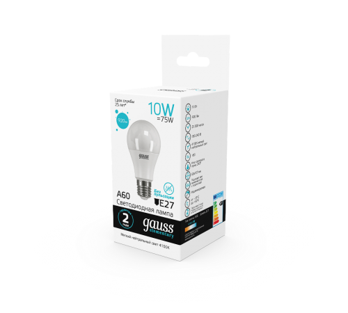 Лампа светодиодная LED 10Вт E27 220В 4100К Elementary A60  23220  Gauss