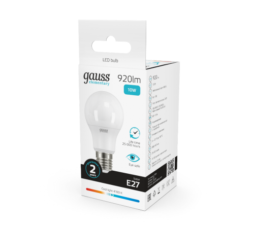 Лампа светодиодная LED 10Вт E27 220В 4100К Elementary A60  23220  Gauss