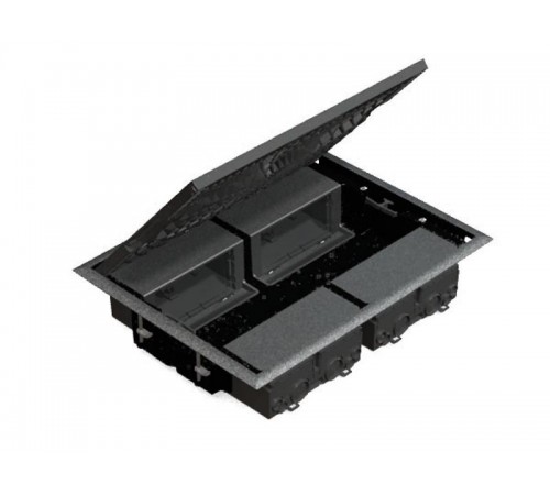 Simon Connect Люк в пол с горизонт.подключ.потребителей на 4 S-модуля, глубина 69мм, серый  SF400-1  Simon