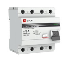 Выключатель дифференциальный (УЗО) ВД-100 4п 63А 30мА (тип А, электронный) PROximа  elcb-4-63-30-e-А-pro  EKF (замена - E1046MA6330)