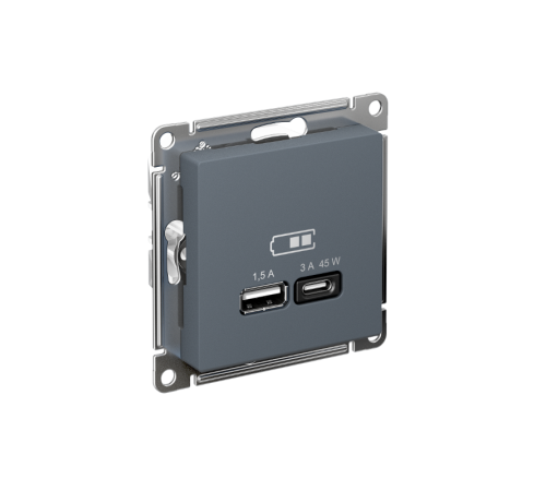 AtlasDesign Грифель USB Розетка A + тип-C 45W высокоскоростной заряд QC PD  ATN000729  SE