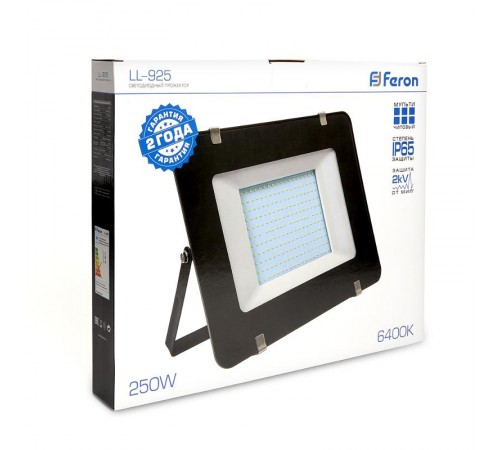 Прожектор светодиодный LL-925 250W 6400K IP65 AC220V/50Hz, черный 381*484*56 мм  29500  FERON