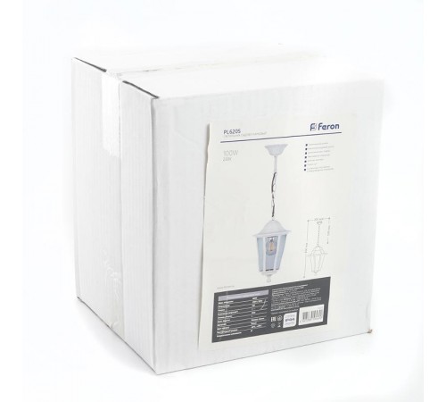 Светильник садово-парковый 6205 100W 230V E27 195*195*310мм белый  11071  FERON
