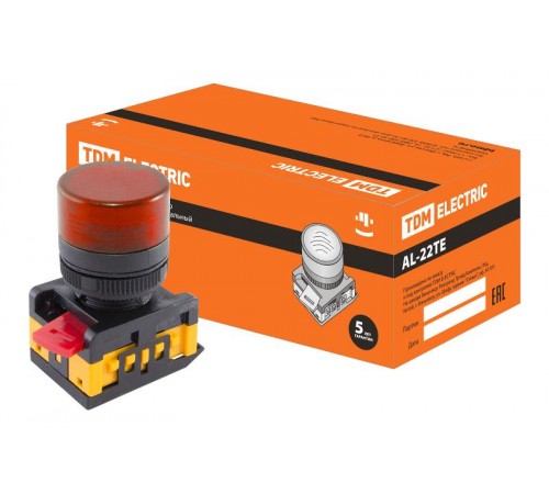 Лампа AL-22TE сигнальная d22мм красный неон/230В цилиндр   SQ0702-0010  TDM