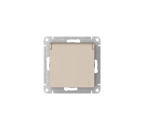 AtlasDesign Песочный Розетка с заземлением со шторками с крышкой, 16А,IP20,механизм, быстрозажимные клеммы  ATN001246S  SE