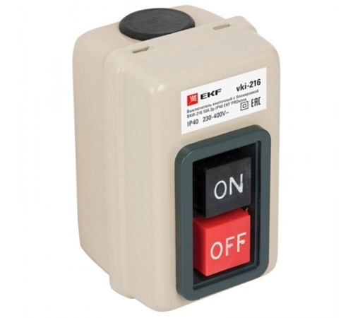Выключатель кнопочный с блокировкой ВКИ-216 10А 3P IP40  EKF PROxima  vki-216  EKF