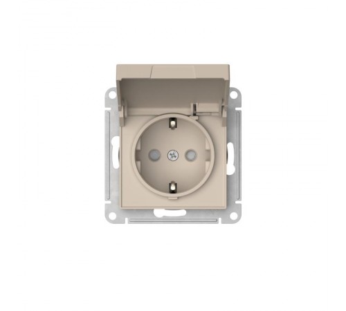 AtlasDesign Песочный Розетка с заземлением со шторками с крышкой, 16А,IP20,механизм, быстрозажимные клеммы  ATN001246S  SE