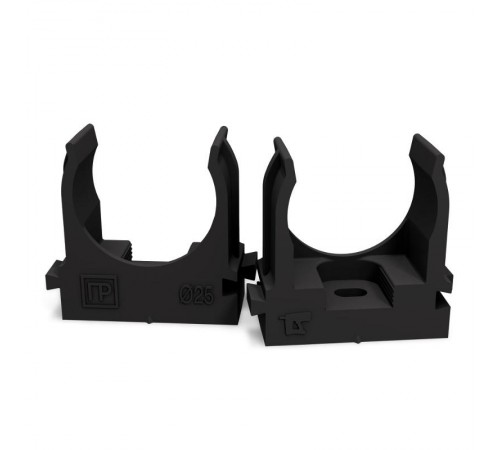 Крепеж-клипса для труб для монтажного пистолета черная в п/э д25 (100шт/700шт уп/кор)  PR13.0133  Промрукав