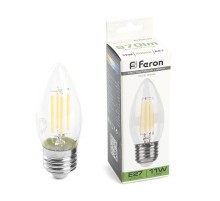 Лампа светодиодная, (11W) 230V E27 4000K прозрачная, LB-713  38273  FERON