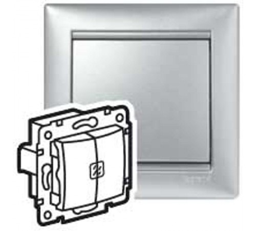 Valena Алюминий Переключатель 2-х клавишный с подсветкой  770212  Legrand