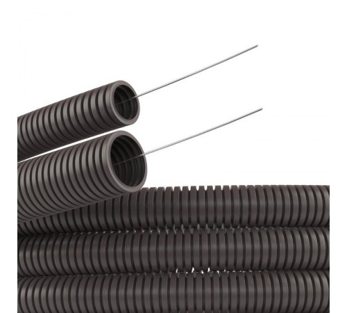 Труба гибкая гофрированная ПА 6 DN29мм ПВ-0 Dвн 28,3мм Dнар 34,5мм, с протяжкой тёмно-серый полиамид  PA612935F0 DKC