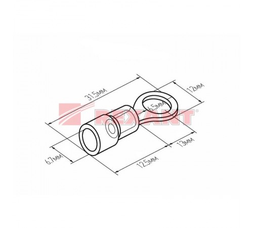 Наконечник кольцевой изолированный термоусаживаемый  6.5 мм 4-6 мм (НКи-т 6.0-6/НКи-т5,5-6) желтый  08-0058  REXANT