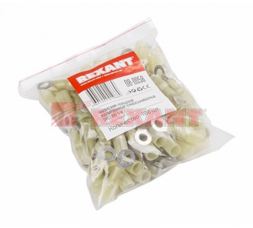 Наконечник кольцевой изолированный термоусаживаемый  6.5 мм 4-6 мм (НКи-т 6.0-6/НКи-т5,5-6) желтый  08-0058  REXANT