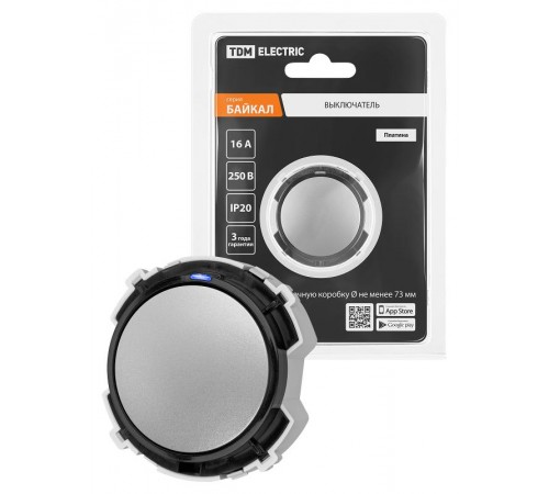 Выключатель 1-кл. 16А 250В проходной кнопочный механизм платина, "Байкал"   SQ1819-0323  TDM