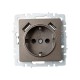 BRITE Розетка с заземлением со шторками 16А с USB A+A 2,1А РЮш10-1-БрТБ темная бронза  BR-R14-16-U21-D21-K45  IEK