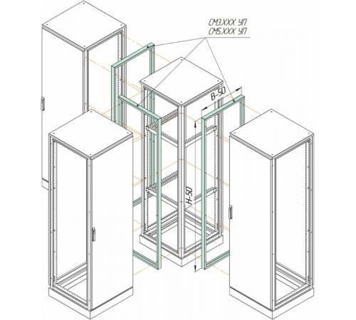 Соединительная рама Метэл-1 IP-31 2000х450мм для углового и Т-образного присоед-ия  СМ3.204УП  МЕТЭЛ