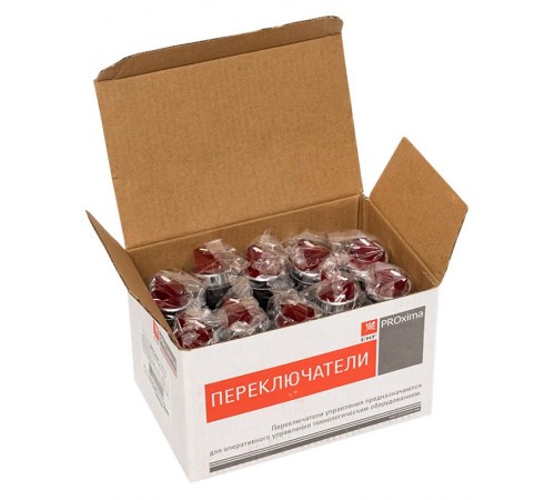 Переключатель ANC-22 3P красный с подсветкой 24В NO+NC EKF PROxima  psw-ans-3p-r-24  EKF