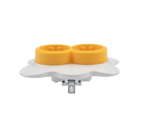 Розетка двойная HAPPY Яичница скрытой установки, с заземлением и защитными шторками, желтая/белая  KR-78-0632  Kranz