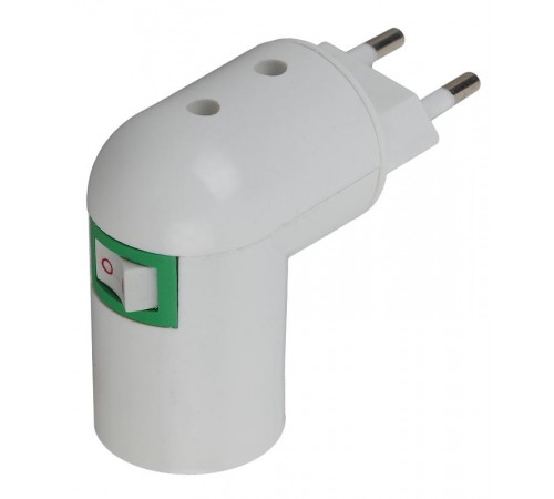 Переходник вилка-Е27 с выключателем, белый  Б0027981  ЭРА