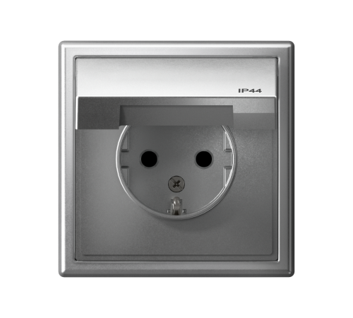 ArtGallery Алюминий Розетка с заземлением, со шторками, с крышкой, 16А, IP44, механизм  GAL440346  SE
