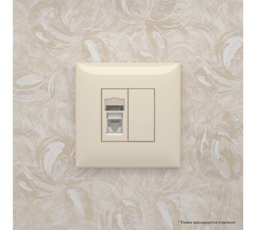 Компьютерная розетка RJ-45 в стену, кат.5e одинарная, "Avanti","Ванильная дымка"  4405463  DKC